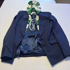 Anthropologie Navy Blazer Hoodie Combo Jacket Womens XS Tailored Layered